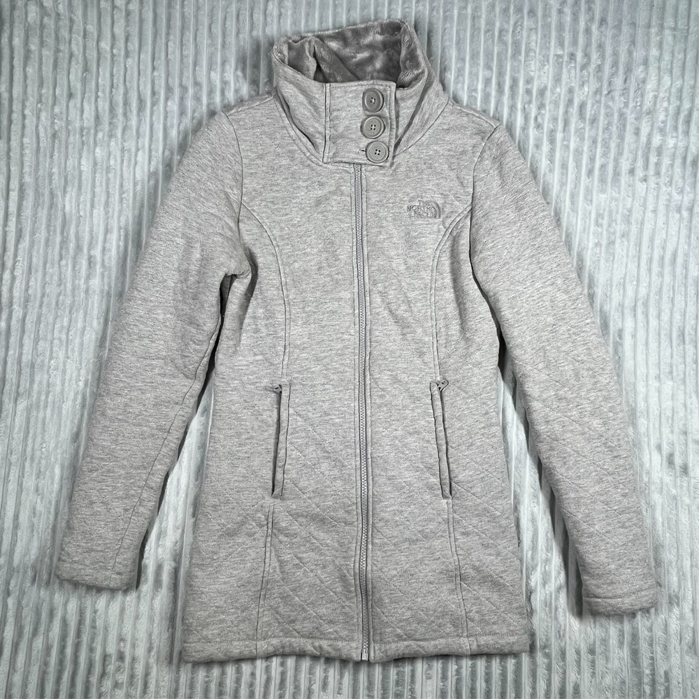 North Face Caroluna Quilted Fleece Lined Jacket Women's S Gray Warm Comfort Prep